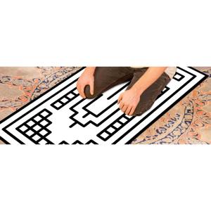 Alfombra de Oración Islámica Blanca: Alfombra con Estampado Religioso, Decoración para Mezquita, Alfombra Delgada No Tejida - Product Image 5