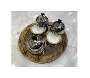 Servidor de frutos secos martillado de aluminio de diseño estándar con base metálica de la India - Product Image 1