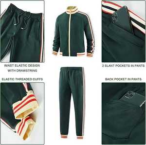 Conjuntos de chándal clásicos informales de 2 piezas para hombre, chándal ligero de manga larga con cremallera completa, chaquetas, pantalones de Primavera de talla grande - Product Image 4