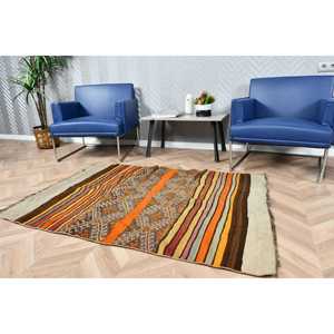 Tapis turc 3,9 x 5,1 pieds, tapis d'appoint vintage, tapis à bordure marron - Product Image 3