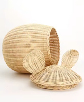 Boîtes de rangement multifonctionnelles en osier naturel écologique en forme de Mickey Mouse, adaptées aux aliments, avec couvercles, faites à la main et couleur personnalisable