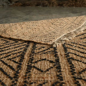 Tapis en jute naturelle tissé à la main, abstrait, moderne, écologique, antidérapant, adapté aux animaux domestiques |   Tapis de salon fait main - Product Image 4