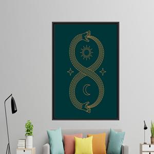 Toile d'art imprimée élégante Infinity Ouroboros - Décoration moderne, encadrée en noir - Product Image 1