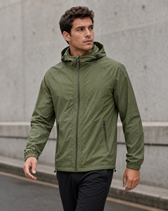 Veste coupe-vent légère pour homme, à capuche, imperméable, coupe-vent, en nylon, pour le voyage et les trajets quotidiens - Product Image 2