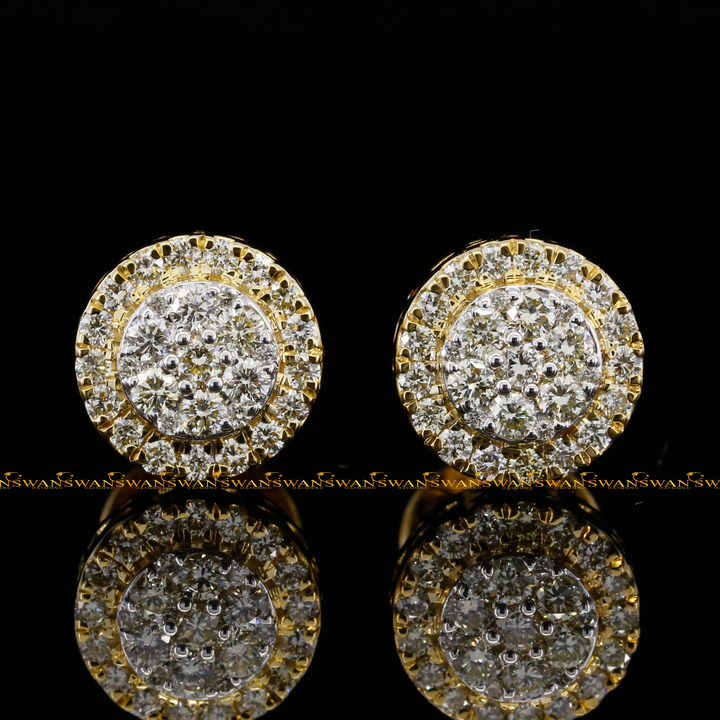 Unisex Stud Earrings Crafted by Round Brilliant Cut VVS Clarity Lab Grown Diamonds and 925 Sterling Silver