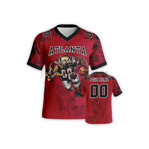 เสื้อเจอร์ซีย์ฟุตบอลอเมริกันผ้าโพลีเอสเตอร์ระบายอากาศพิมพ์ลายตามสั่งใหม่ - Product Image 6