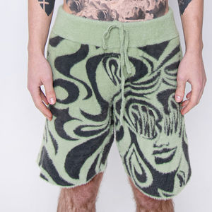 Short en mohair pour homme personnalisé tissu en coton surdimensionné avec logo et lettre imprimés et cordon de serrage streetwear décontracté de créateur style fitness - Product Image 3