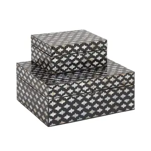 Black Mother Of Pearl Boxes Jewelry Storage Box Handmade Best Quality Bulk Quantity Manufacturer & Supplier Made In India 2023