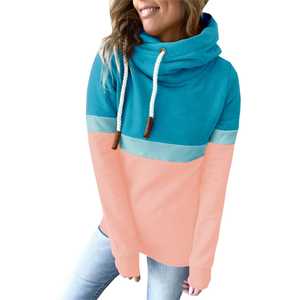 Moda mujer invierno otoño sudaderas con capucha jerseys casuales con cuello alto cuello con capucha tejido de punto - Product Image 1