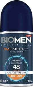 Biomen Deodorant Roll On I'm Energy 50 ml 48 Hour Control Calmative <b>Oat</b> Antiperspirant Postbiotic Freshening for Sensitive Skin - Product Image 2