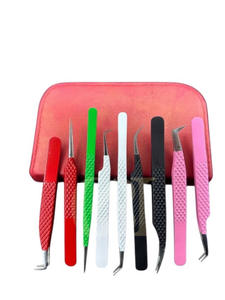 La mejor nueva calidad, recubrimiento en polvo y diferentes estilos de diferentes colores, pinzas de extensión de pestañas con punta plateada, instrumentos de belleza - Product Image 3