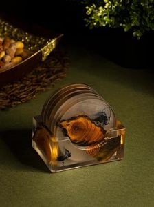 Latest Design Round Wood Epoxy <b>Coaster</b> <b>Beaded</b> Pattern Mat Pad Set for Wedding Birthday Parties Banquets Decoration - Product Image 5