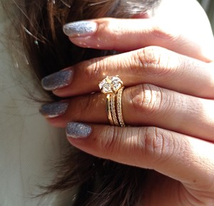 9.00 MM Colorless Round Cut Moissanite Bridal <b>Ring</b> <b>Set</b> Wedding <b>Ring</b> <b>Set</b> in 10K Yellow Gold with Prong Setting and Nickel Free - Product Image 2