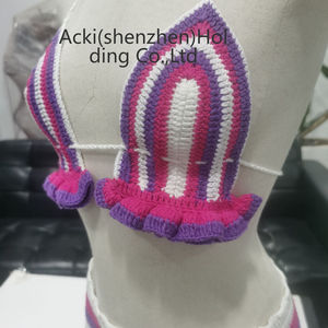 Traje de Baño Bikini de Crochet Personalizado con Contraste de Color, Tendencia de Moda Femenina 2025 - Product Image 2