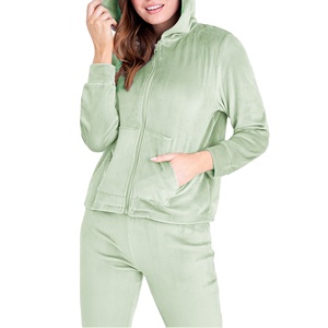 El OEM suave y cómodo más nuevo acepta sudaderas con capucha de terciopelo con cremallera personalizada barata y conjuntos de Joggers - Product Image 2