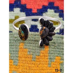 Southwest Handmade Black Jack Turquoise Sterling <b>Silver</b> Fashion <b>Cuff</b> <b>Bracelet</b> Elegant Black Jack Turquoise <b>Silver</b> <b>Cuff</b> for Women - Product Image 3