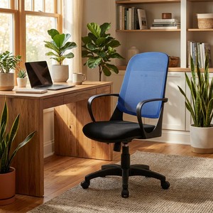 Washington Mesh Task Office <b>Chair</b> Black/<b>Blue</b> with Loop Armrests, Steel Base, Gas Lift and Lockable Tilt - Product Image 4