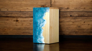 Urne artisanale en palissandre Ocean Wave Urne funéraire commémorative en résine artistique pour cendres - Product Image 3