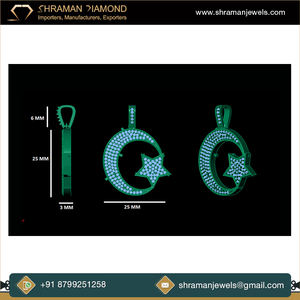 Colgantes Religiosos Personalizados de Plata 925 Chapados en Oro con Diamantes Naturales Brillantes, Estilo Hip Hop Islámico Musulmán, Luna y Estrella de Alá - Product Image 5