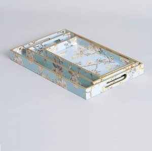 Plateau de service en bois rustique avec motif floral imprimé pour la cuisine Hôtel Maison Restaurants Plateau de service pour servir des aliments - Product Image 2