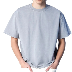 Camiseta de Manga Corta para Hombre, Estilo Casual Urbano, Ligera, 100% Algodón, Hombros Caídos, Talla Grande, Venta al Por Mayor, Lisa - Product Image 5