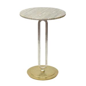 Mesa Redonda Con Mármol Superior Y Parte Inferior Aluminio Níquel Y Oro Acabado Metal Redondo Café O Mesa Auxiliar Para Muebles Para El Hogar - Product Image 1