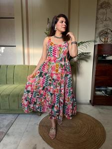 Boho Floral Cotton Dress Handmade Summer Dress for Women Lightweight Casual Wear Short Dress for Vacation or Beach stylish wear - Product Image 5