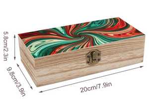 Caja de Madera Natural Esmaltada Hecha a Mano con Diseño Abstracto de Alta Calidad para Decoración de Mesa - Product Image 4