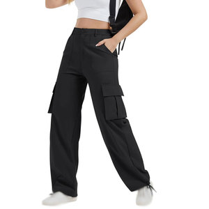 Pantalons cargo taille haute pour femmes, streetwear surdimensionné, pantalons utilitaires avec grandes poches, fabrication en usine - Product Image 1