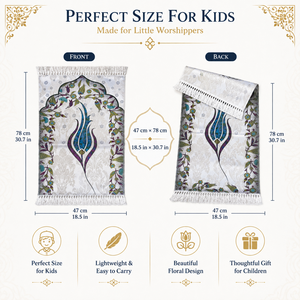 Alfombra de Oración Infantil, Suave, Azul, con Diseño de Tulipán, Alfombra de Oración Islámica Portátil para Niños y Niñas, Regalo para Ramadán y Eid - Product Image 2