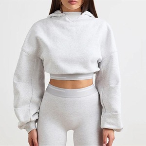 OEM Sweats à capuche pour femmes grande taille brodés personnalisés pulls à capuche crop top - Product Image 2