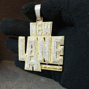 Pendentif personnalisé en moissanite VVS véritable toucher or blanc 14K, pendentif personnalisé en moissanite, - Product Image 2