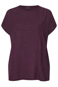 Haut pour femme en tissu texturé violet foncé, à couture fendue, ample, imprimé estival, écologique - Product Image 6