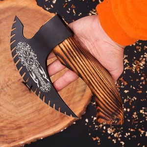 Hacha de Pizza Vikinga Forjada a Mano, Diseño Barbudo, Industrial, Personalizable, Acero Inoxidable, Uso en Cocina, Mango de Madera, Venta al por Mayor - Product Image 1