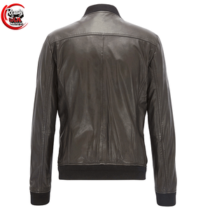 Veste d'hiver en cuir et toile pour homme, style streetwear, couleur unie, logo personnalisé, col montant, imperméable et coupe-vent - Product Image 2