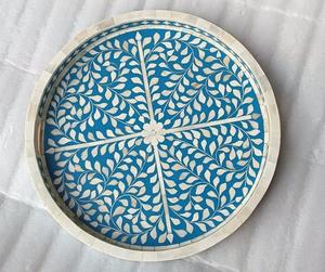 Bandeja de servicio con incrustaciones de hueso hechas a mano de alta calidad para hotel, boda, restaurante y uso doméstico, hecha por Gani Craft Impex - Product Image 5