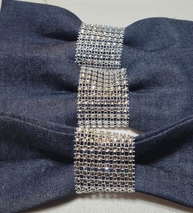 Anneau de serviette traditionnel ethnique pour mariage, anneau de serviette en argent pour dîner, porte-serviettes en tissu scintillant en gros - Product Image 1
