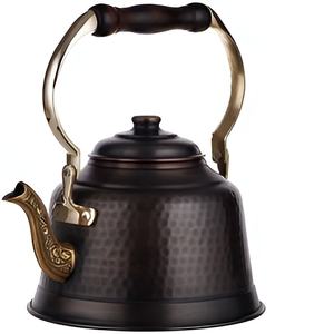 กาต้มน้ำทองแดงแบบทำมือพร้อมเอฟเฟกต์แบบตอกชั้นเยี่ยมสำหรับเสิร์ฟชากาน้ำชาสไตล์อาหรับ - Product Image 4