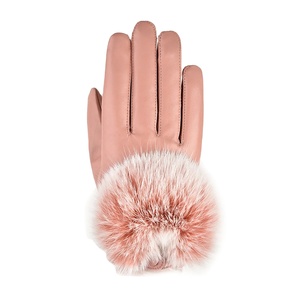 Guantes de Piel de Oveja para Mujer, Guantes de Invierno de Cuero Auténtico con Pelo de Conejo, Venta al Por Mayor - Product Image 3