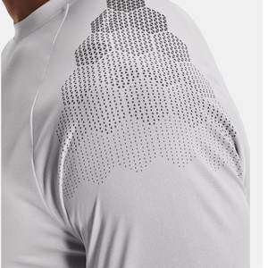 100% poliéster hombres Slim Fit sólido cuello redondo poliéster gris camiseta - Product Image 6