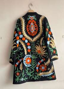 Fait à la main Boho ethnique hiver teint longue Suzani brodé pleine longueur 100% coton veste manteau pour femmes vêtements d'extérieur - Product Image 3