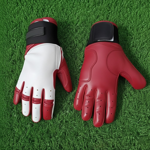 Gants de frappe de baseball et de softball en cuir blanc et gris foncé Elite, antidérapants, durables, ambidextres - Product Image 4