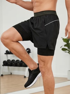 Men Quick Dry Men Sporty Quick Dry 100% Polyester Running Shorts with Pockets Elastic Waist Mid Length Solid <b>Black</b> <b>Board</b> Shorts - Product Image 5