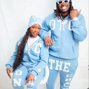 Conjunto de Sudadera con capucha y pantalón Fabricantes profesionales Oferta caliente Nuevo diseño Personalizado Peso pesado 300 GSM Cremallera completa bordada - Product Image 2