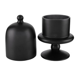 Cloche à bougie en verre noir moderne avec support, dôme de présentation de bougie de luxe pour la décoration de la maison - Product Image 1