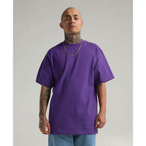 T-shirt à col rond surdimensionné pour hommes T-shirt surdimensionné à manches courtes pour hommes T-shirt solide à épaules tombantes en coton mélangé (couleur marron) - Product Image 5