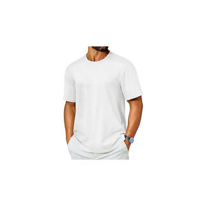 T-shirts pour hommes en coton de première qualité à manches courtes et col rond T-shirts classiques solides et basiques T-shirts décontractés à coupe ample - Product Image 3