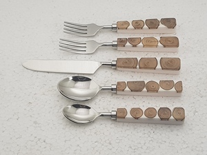 Résine/marbre poignée moderne couverts couverts vaisselle 5 pièces ensemble de dîner pour mariage hôtel bureau maison bureaux et fêtes de noël - Product Image 5