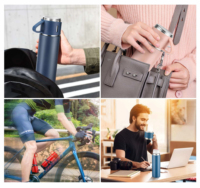 Coffret cadeau flasque personnalisée 500ml lot de bouteilles d'eau isolées thermos de luxe en acier inoxydable à double paroi mug flacon à vide avec 3 couvercles