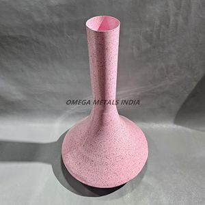 High Grade Pink Metal <b>Vase</b> Elegant Flared Base with Slim Neck Glossy Finish and Speckled <b>Texture</b> for Stylish Interior Decor - Product Image 4